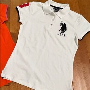 U.S. Polo Assn. White Polo with Navy Logo and Trim